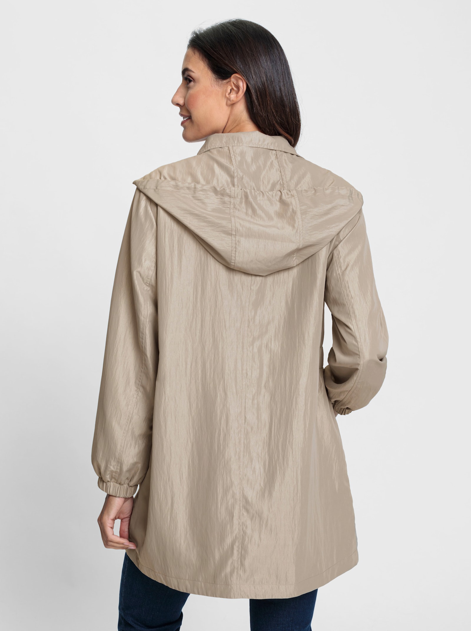 Freizeitjacke in leichter Crinkle-Qualität - sesam