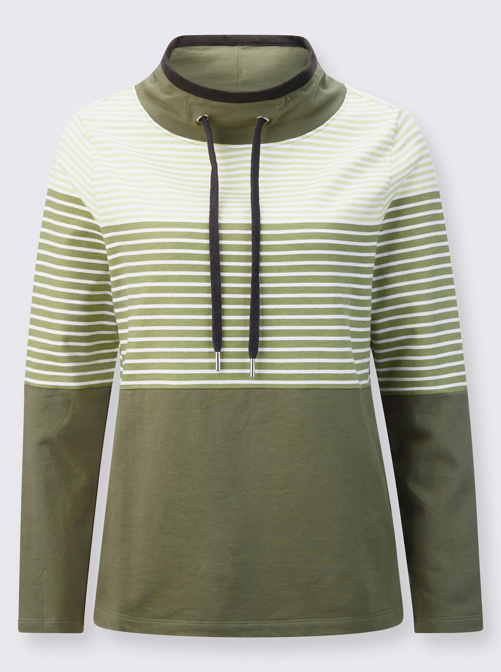 Sweatshirt mit Taschen - schilf-ecru-geringelt