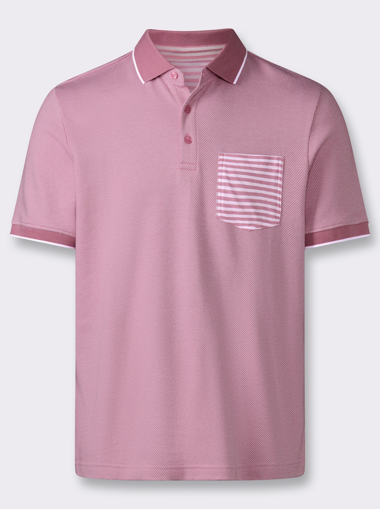 Marco Donati Kurzarmshirt in Jacquard-Qualität, mit Modal - altrosa-gestreift
