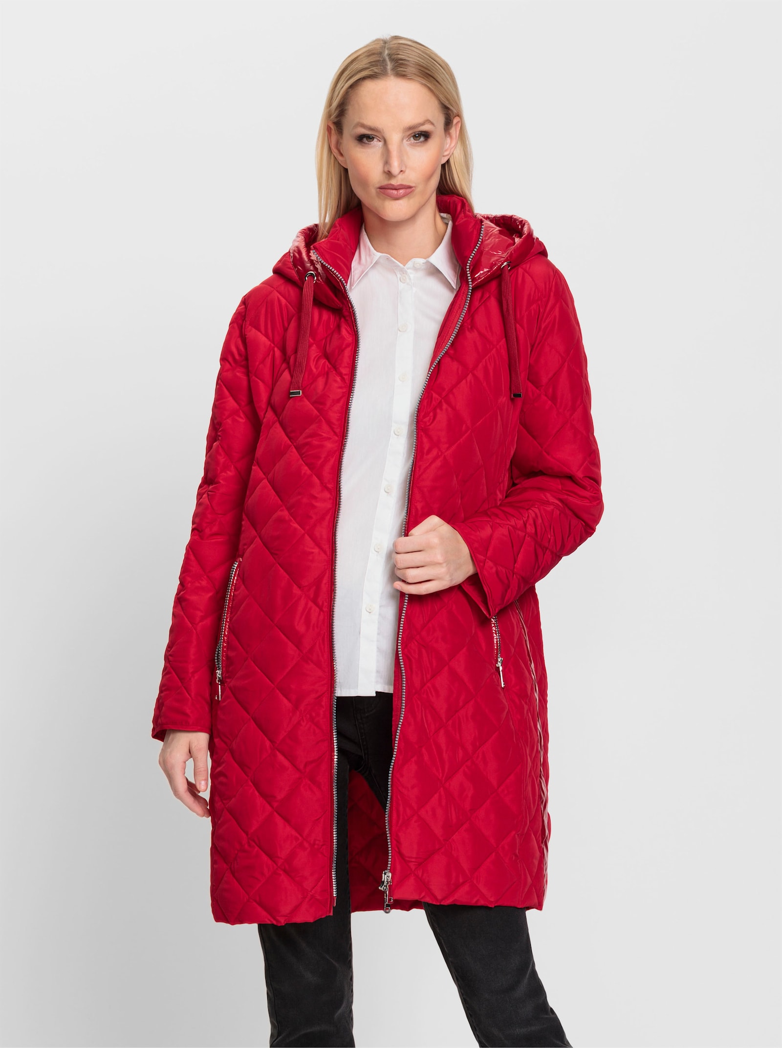 heine Manteau matelassé avec détails aspect verni - rouge