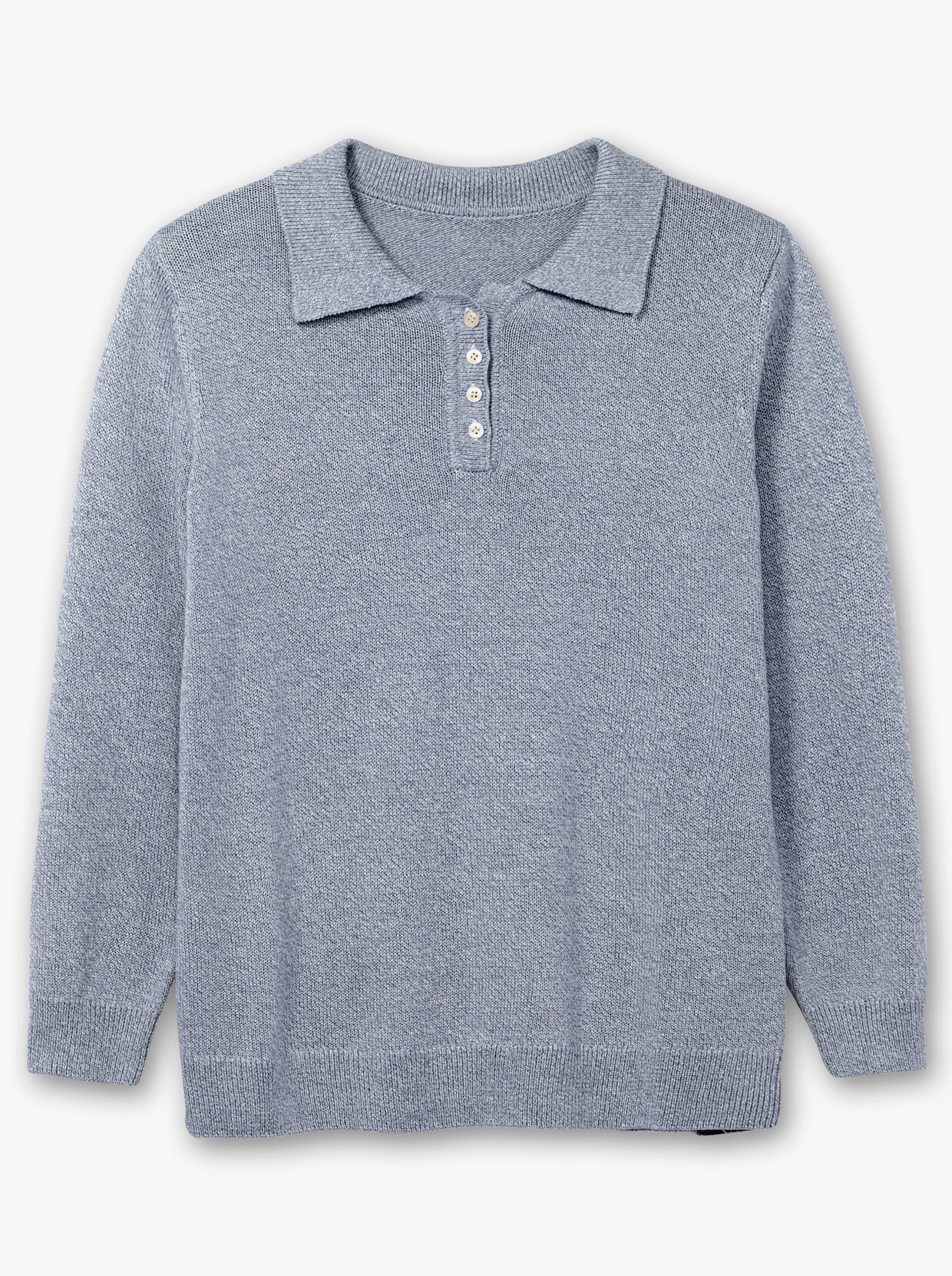 Polopullover aus meliertem Garn - rauchblau-meliert