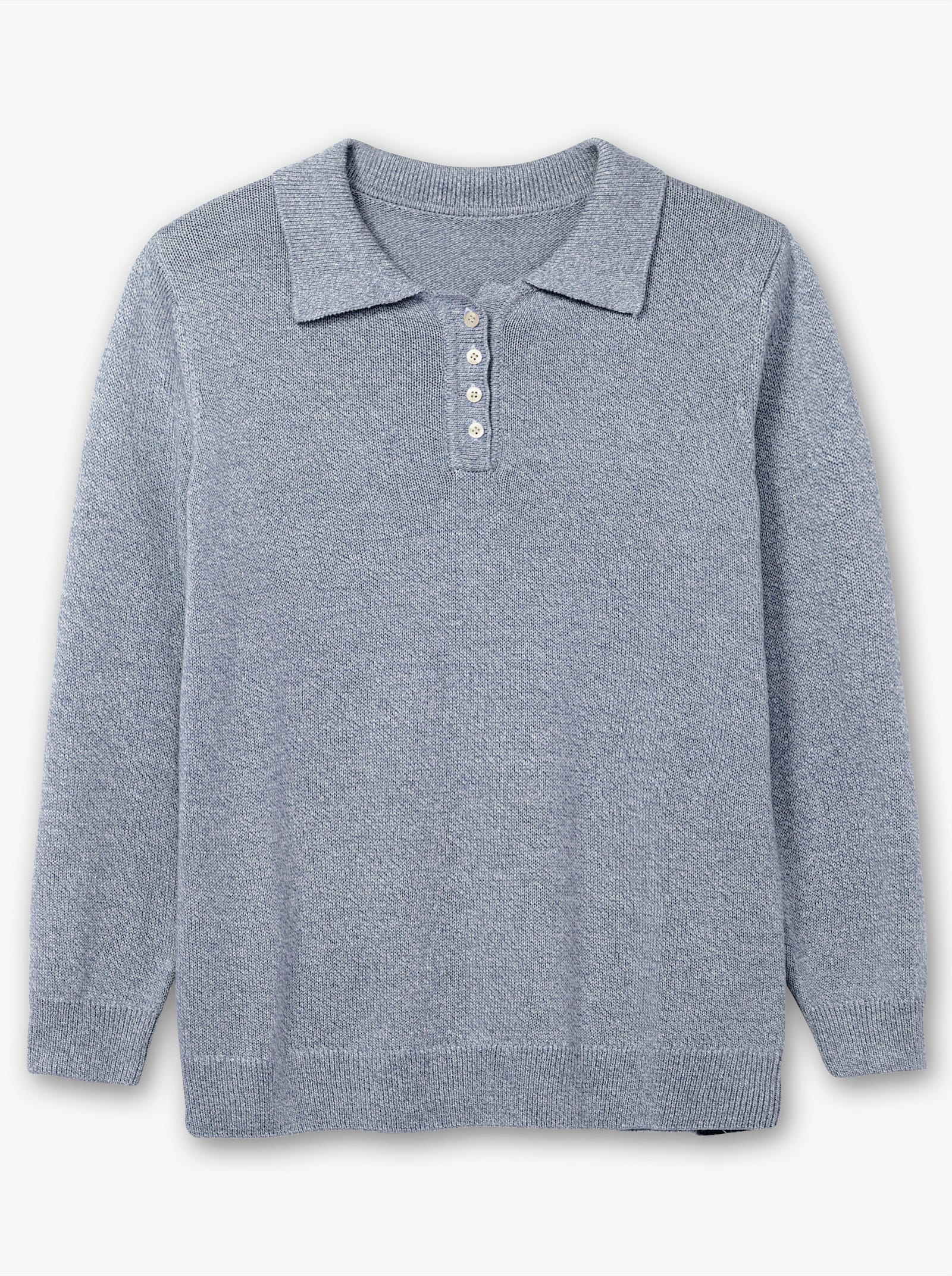 Polopullover aus meliertem Garn - rauchblau-meliert