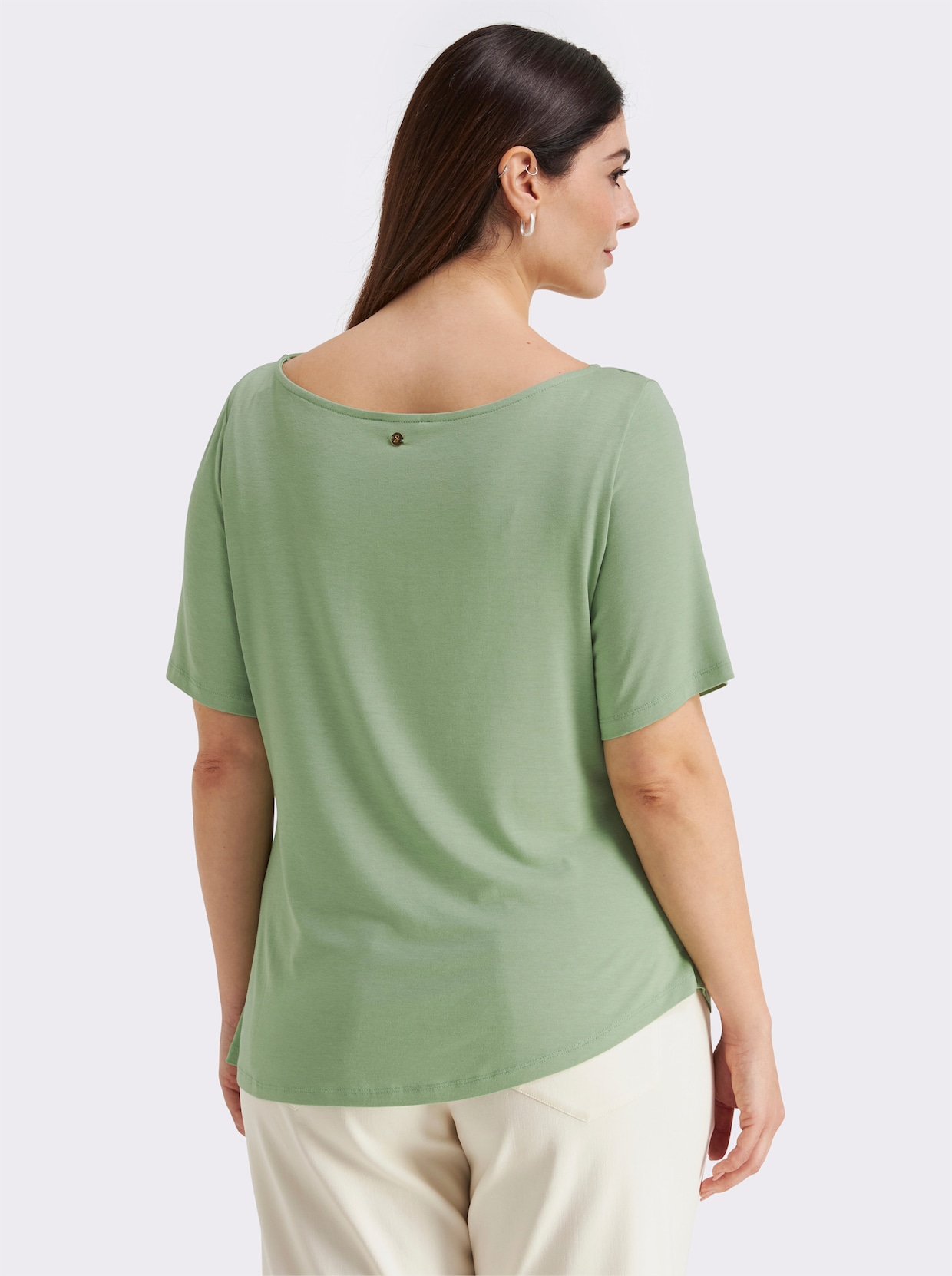 sheego Shirt mit Drapierungen in der Taille - eucalyptus