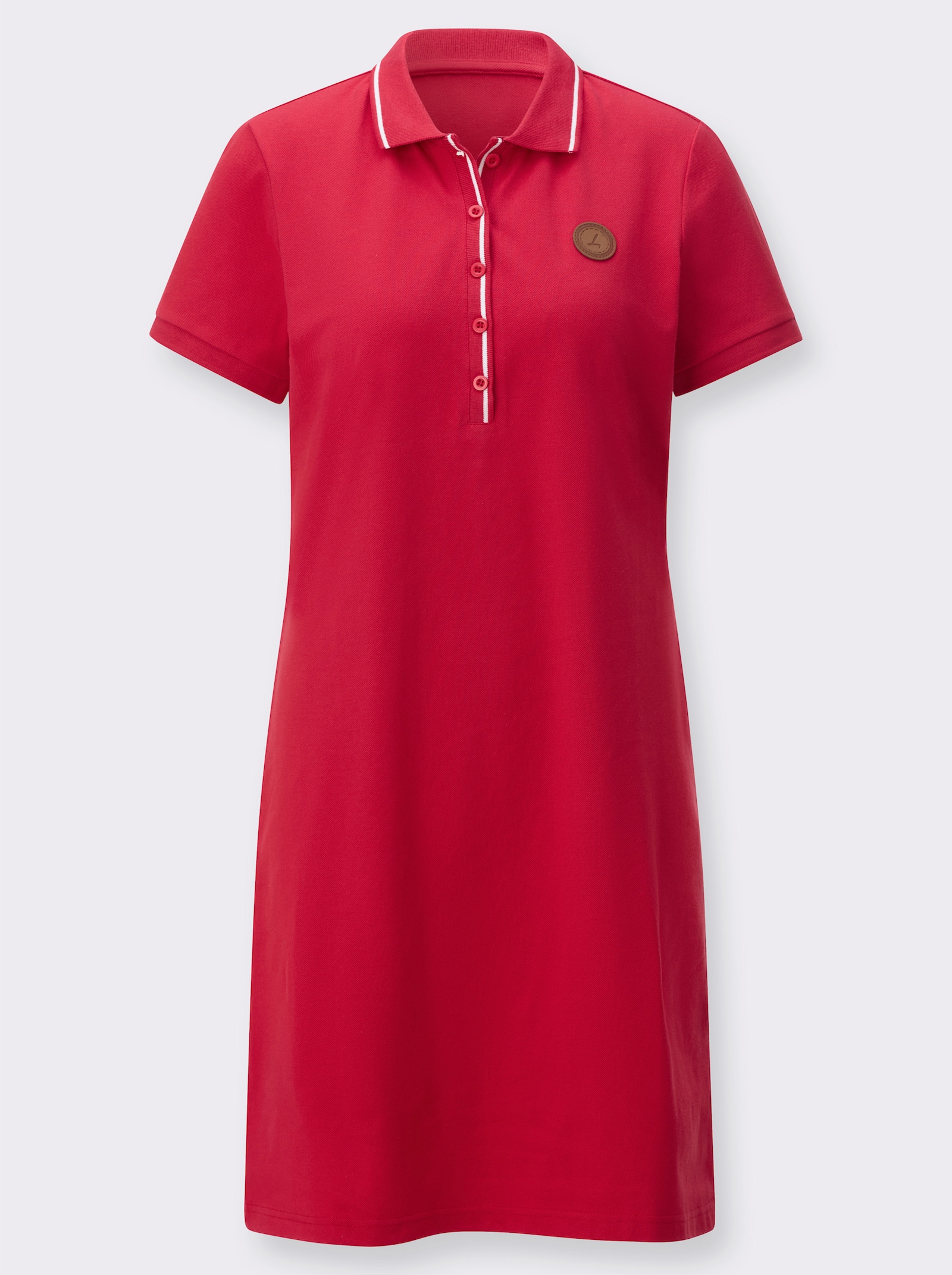 Polokleid mit Taillenabnähern hinten - erdbeere