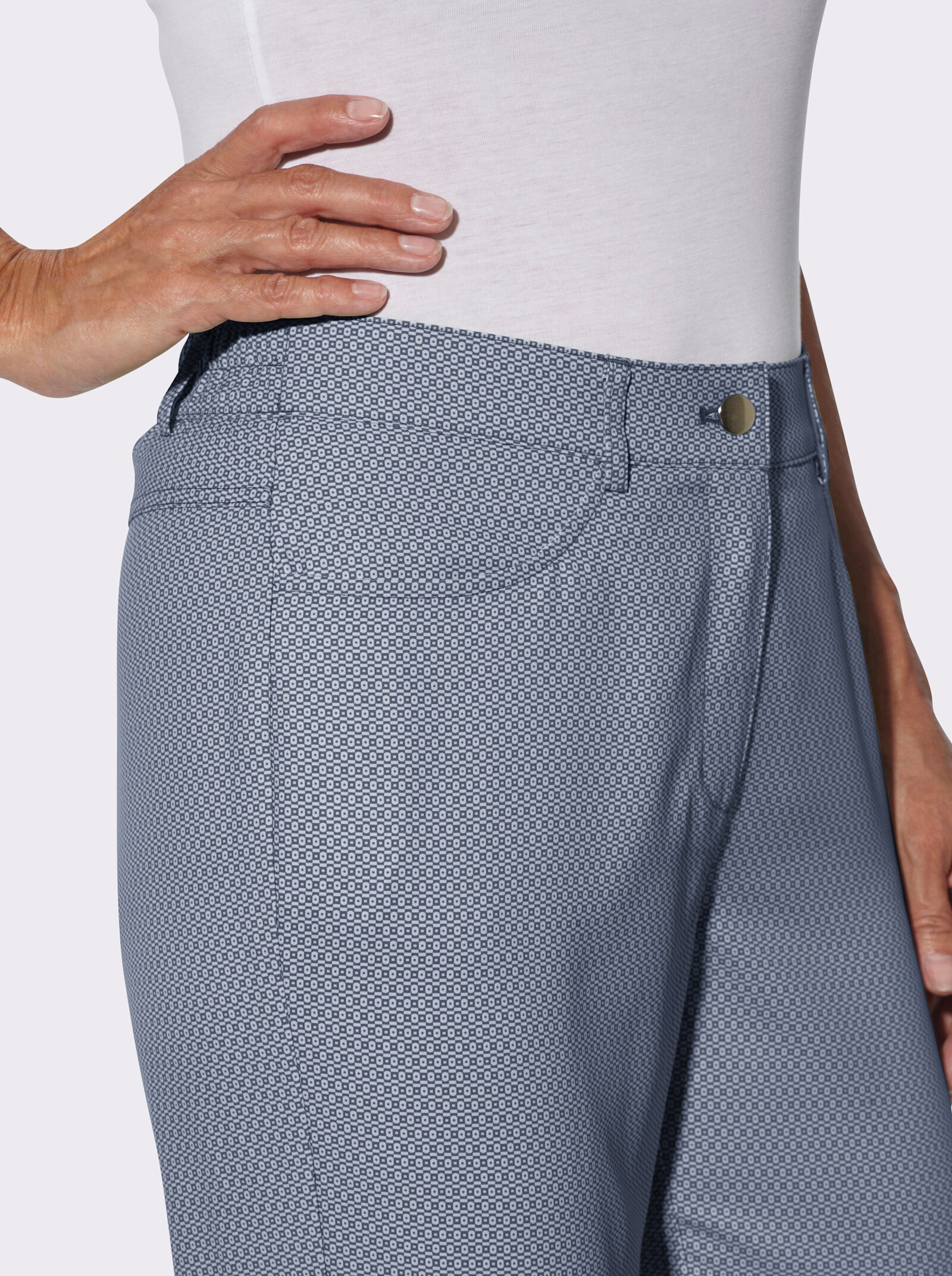 7/8-Hose im Minimal-Muster - dunkelblau-bedruckt