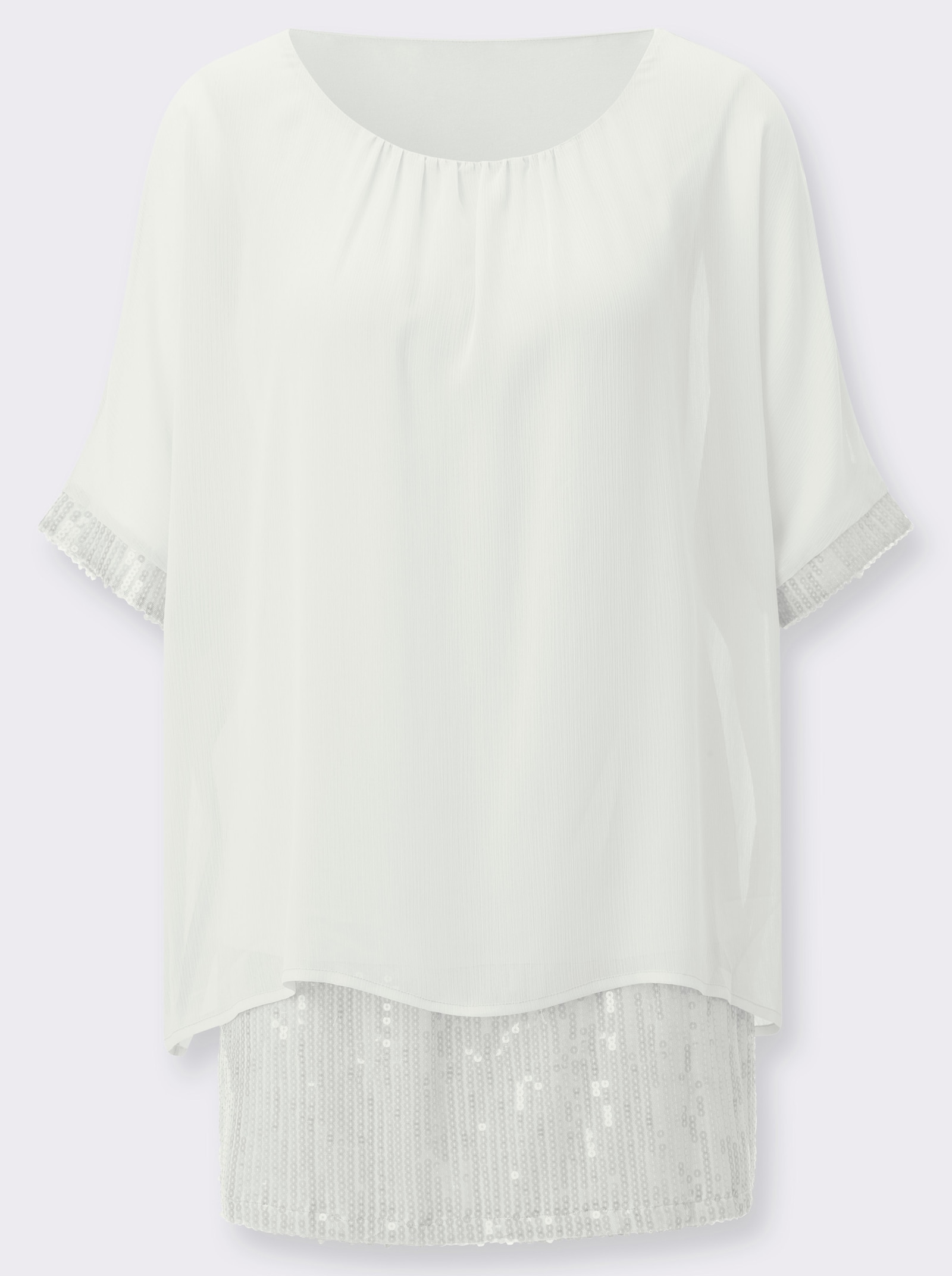 Longbluse in Chiffon-Qualität - ecru