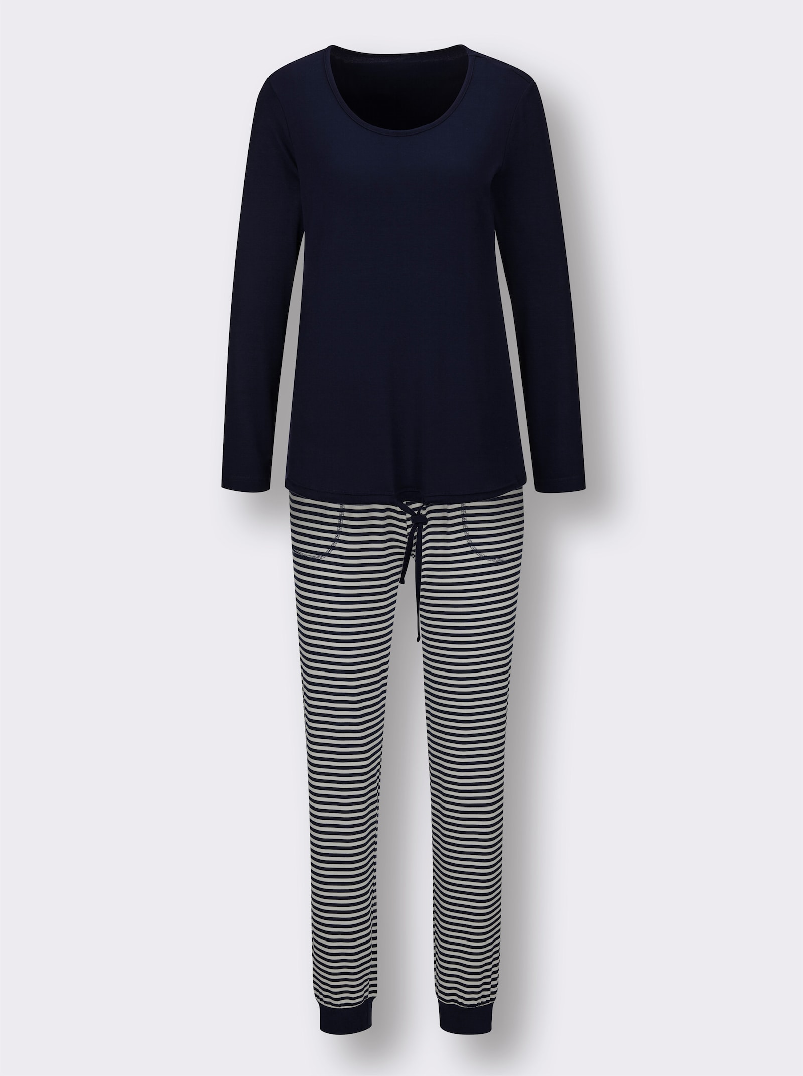 wäschepur Schlafanzug mit Ringelhose - marine-ecru