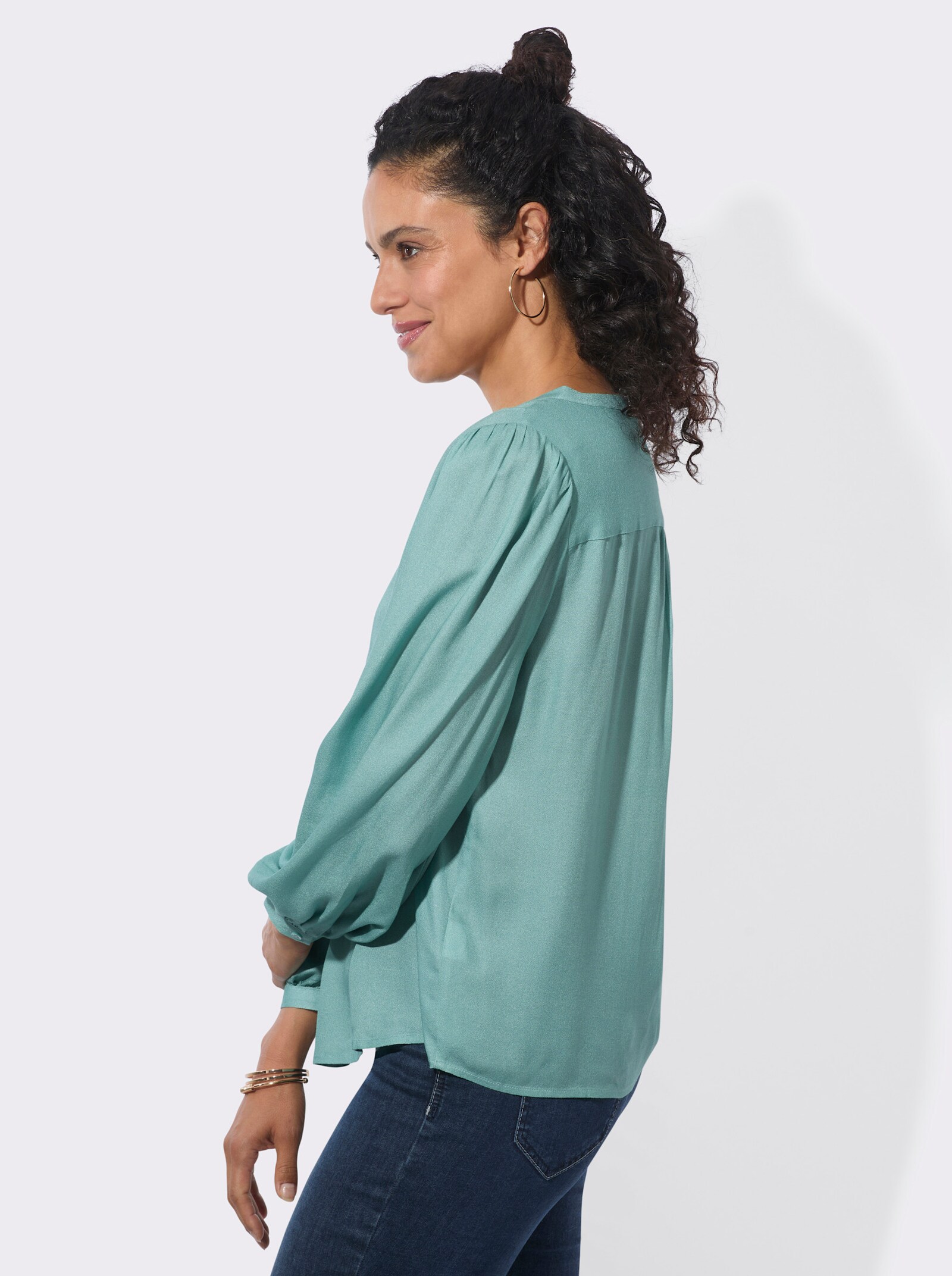  Longbluse in Crêpe-Qualität - salbei