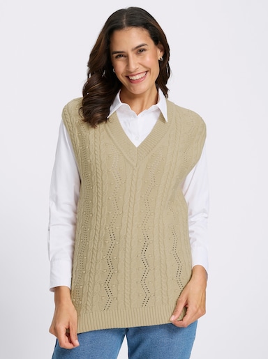 Pullunder mit Strickmuster-Mix - sand