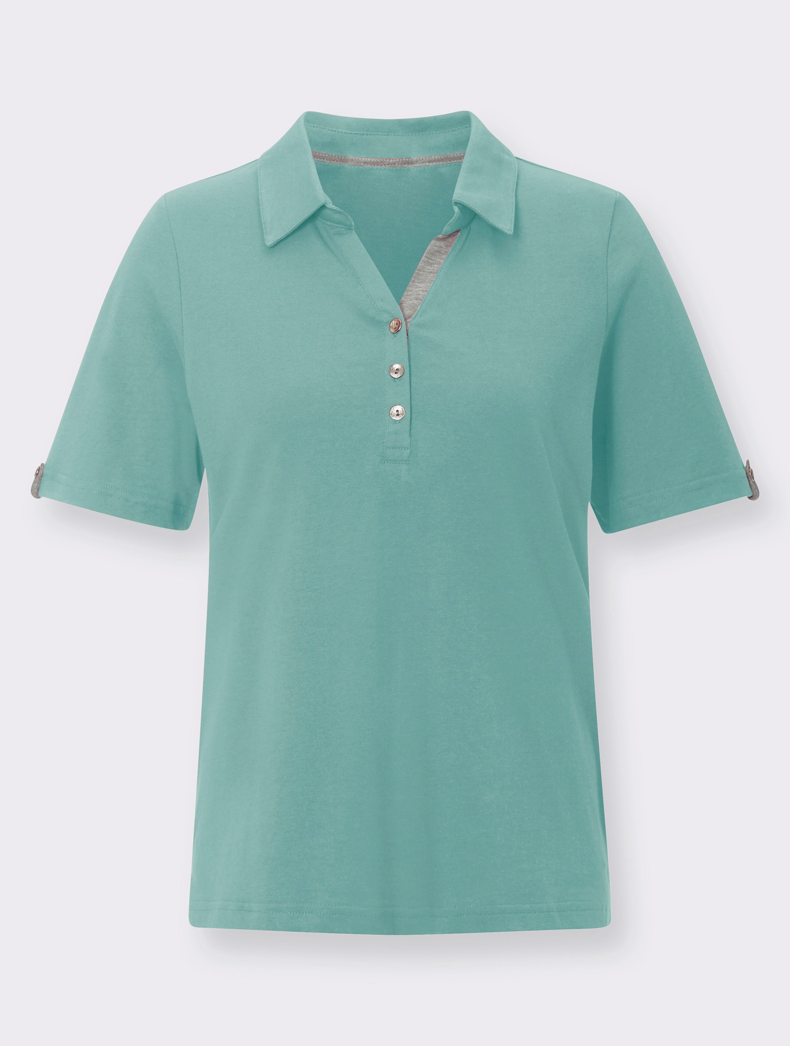 Poloshirt met siertrensje - aqua