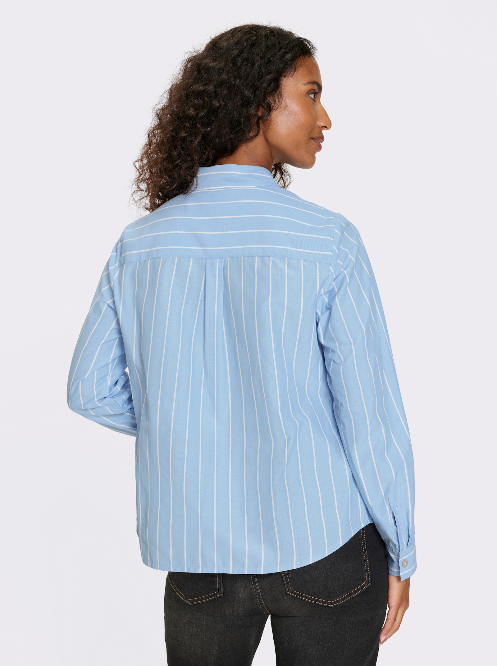 heine Gestreepte blouse met pas achter - ijsblauw/wit gestreept