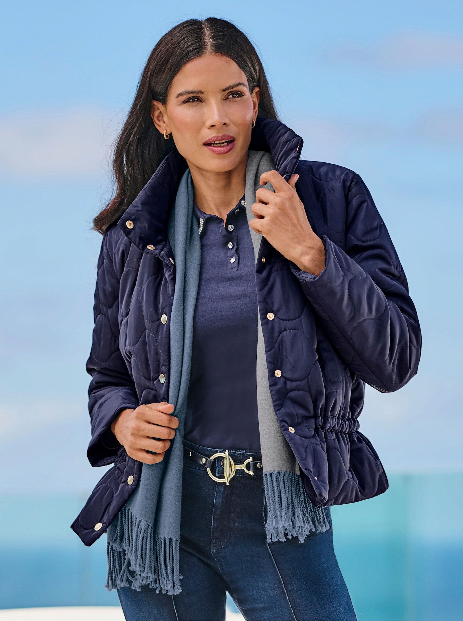 heine Steppjacke mit Druckknöpfen - marine