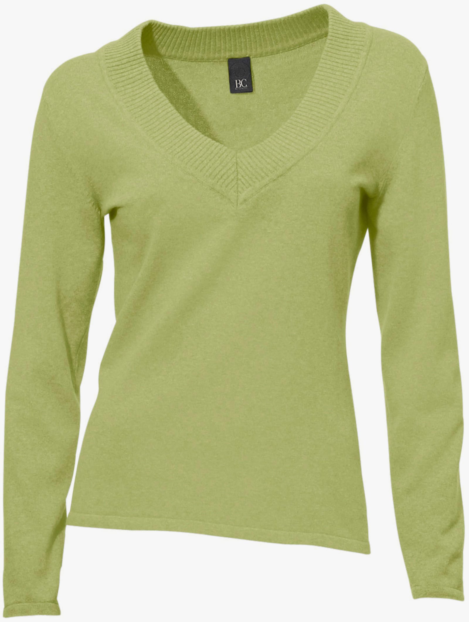 heine V-Ausschnitt-Pullover aus reiner Baumwolle - kiwi