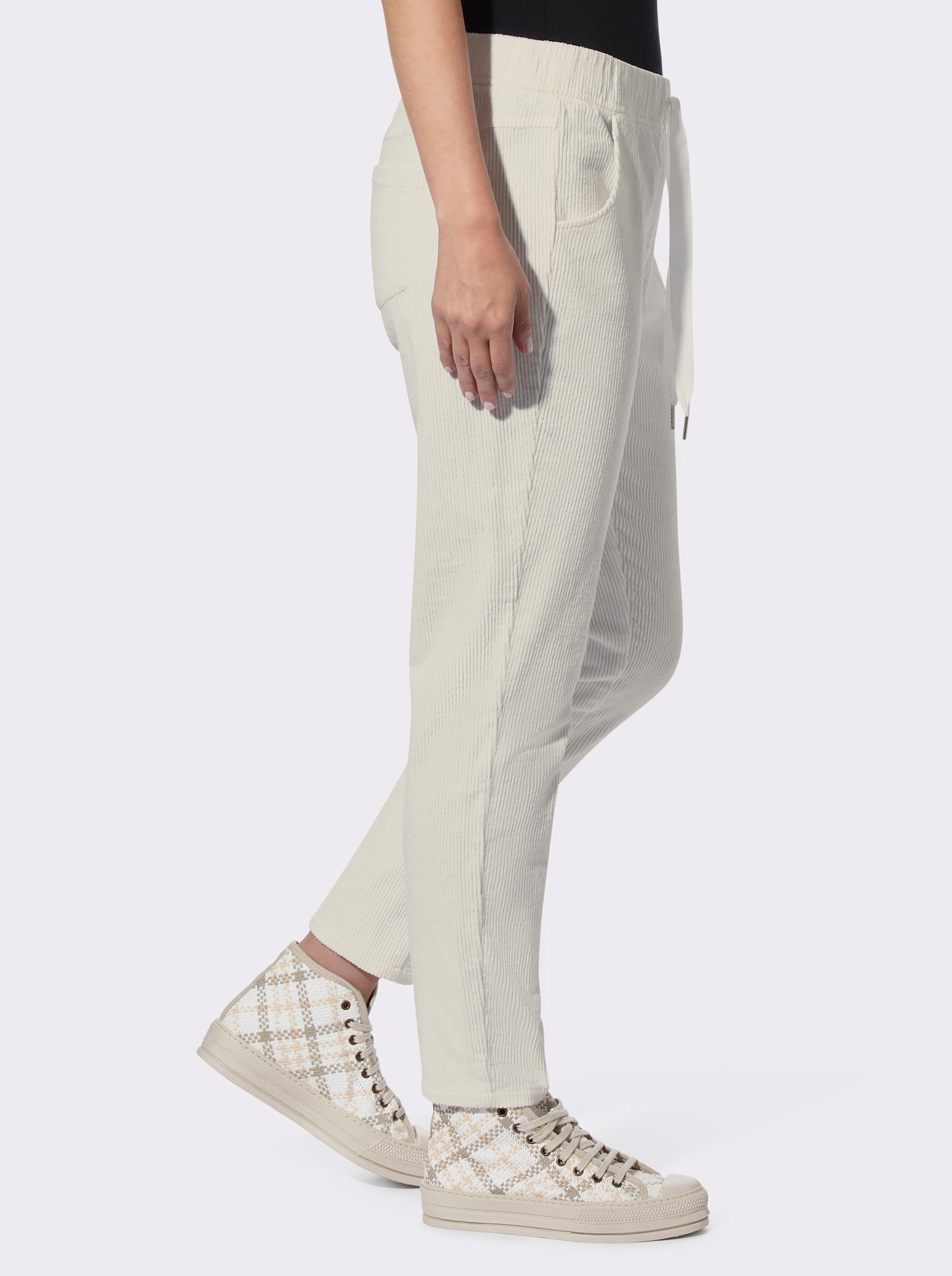 heine Comfortbroek van ribcord - ecru