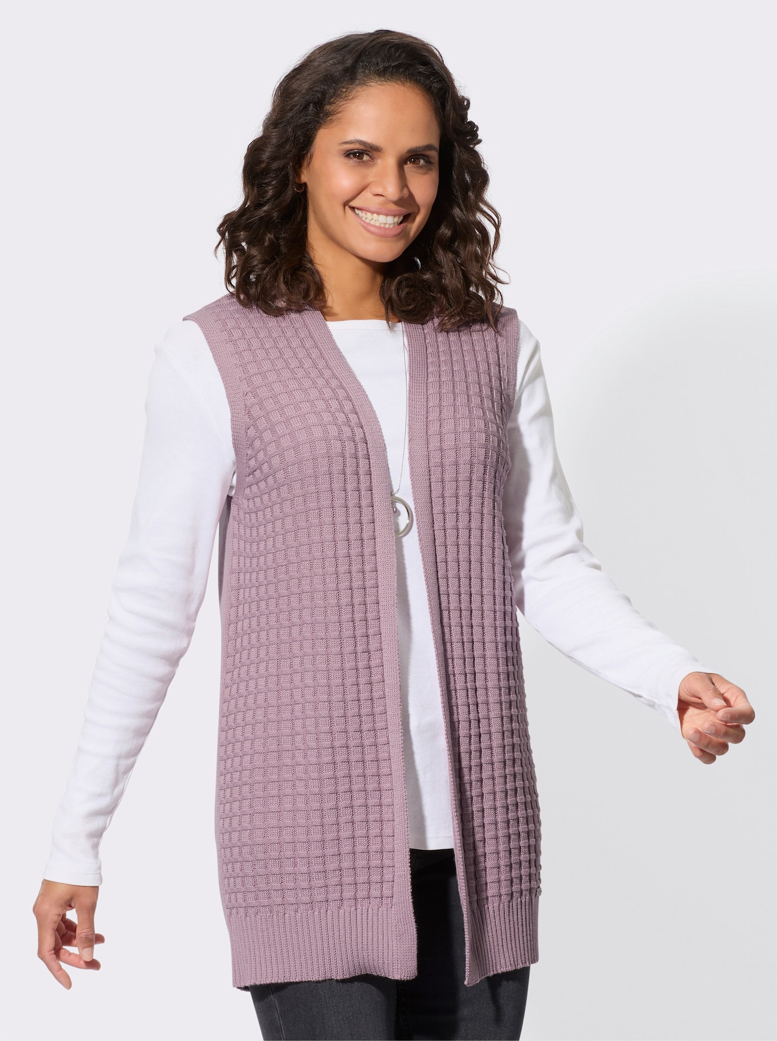 Mouwloos vest met glad rugpand - mauve