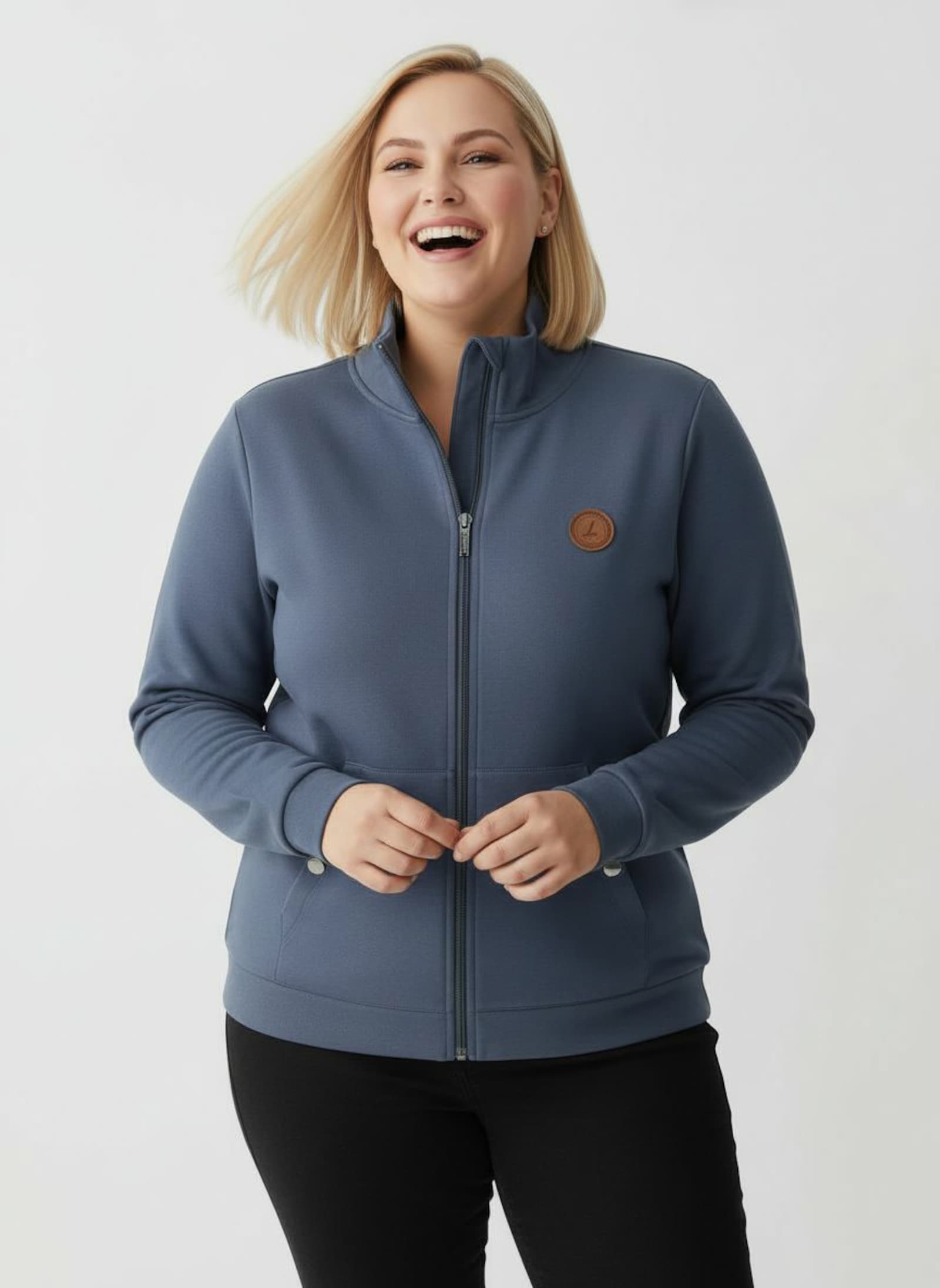 Shirtjacke mit Känguru-Taschen - rauchblau