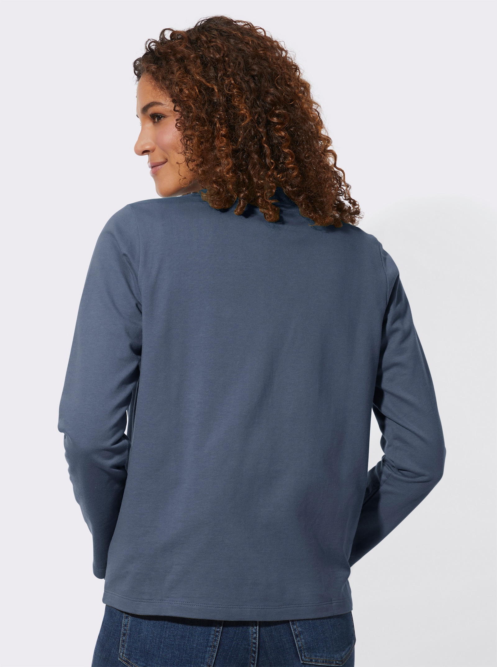 Halenka s klokaními kapsami - kouřová modrá