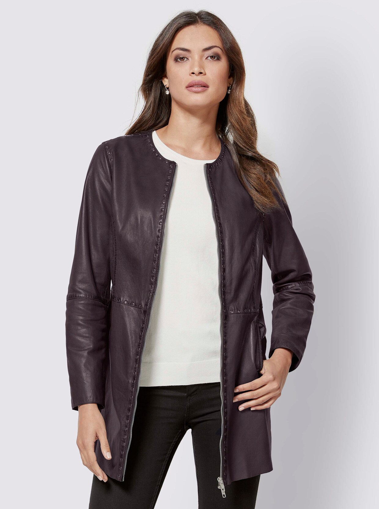 Mainpol Lederjacke - dunkelrot
