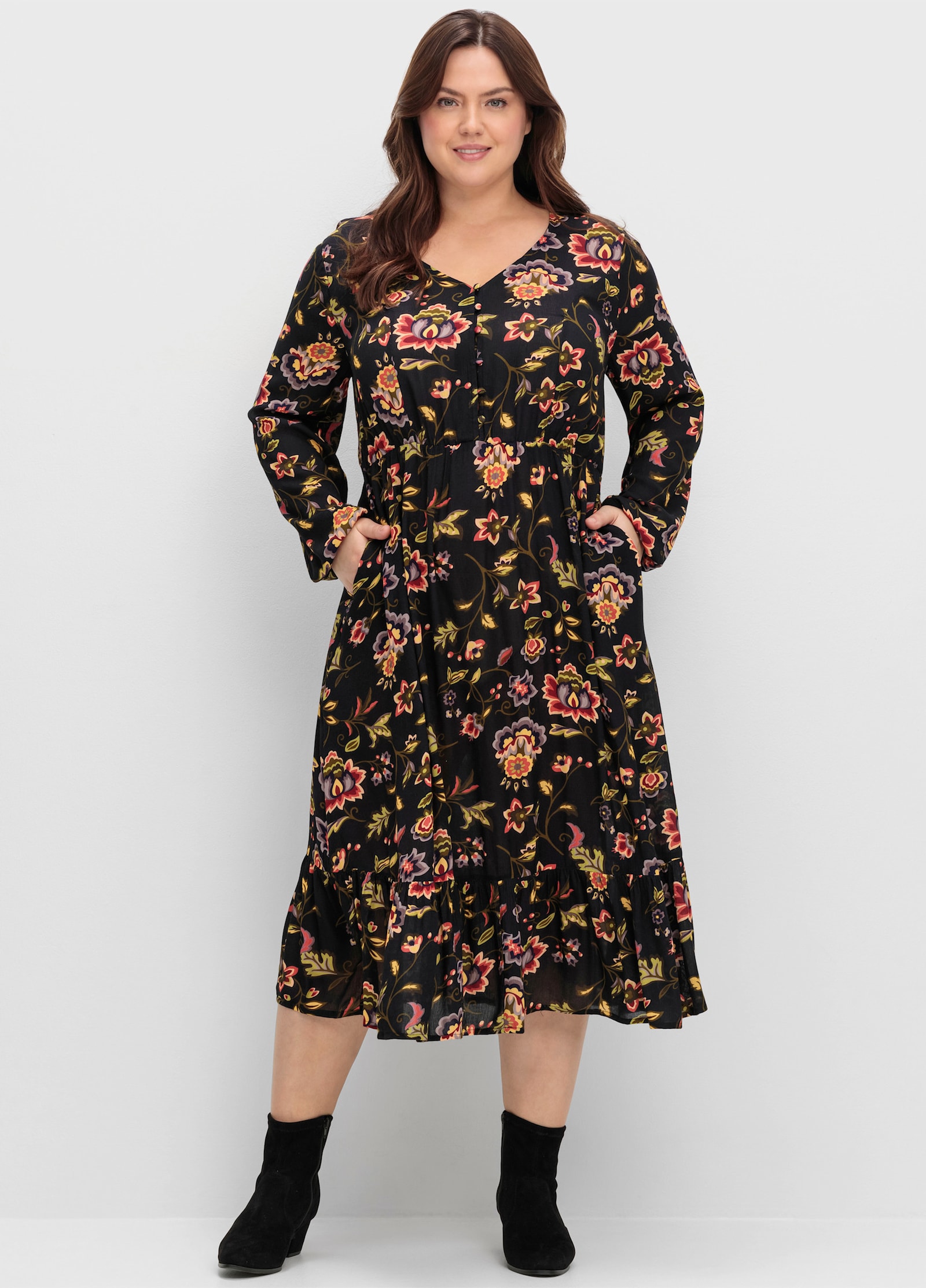 sheego Stiefelette mit Blockabsatz - schwarz