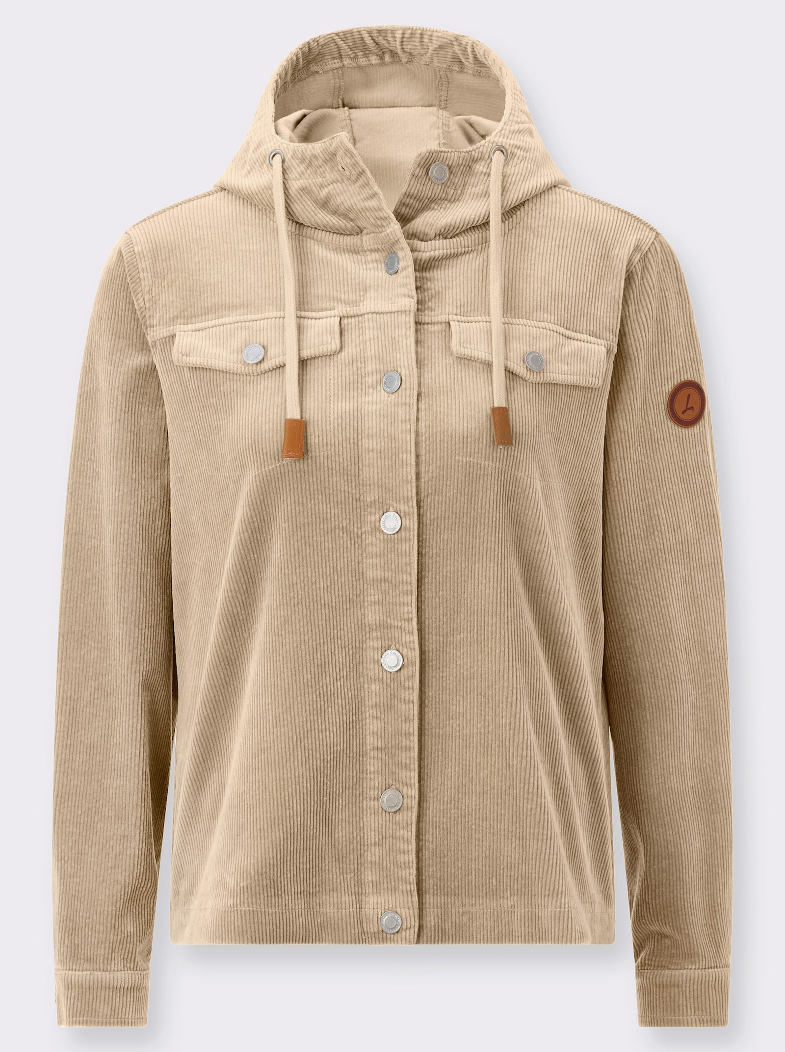 Cordjacke mit Kapuze - sand