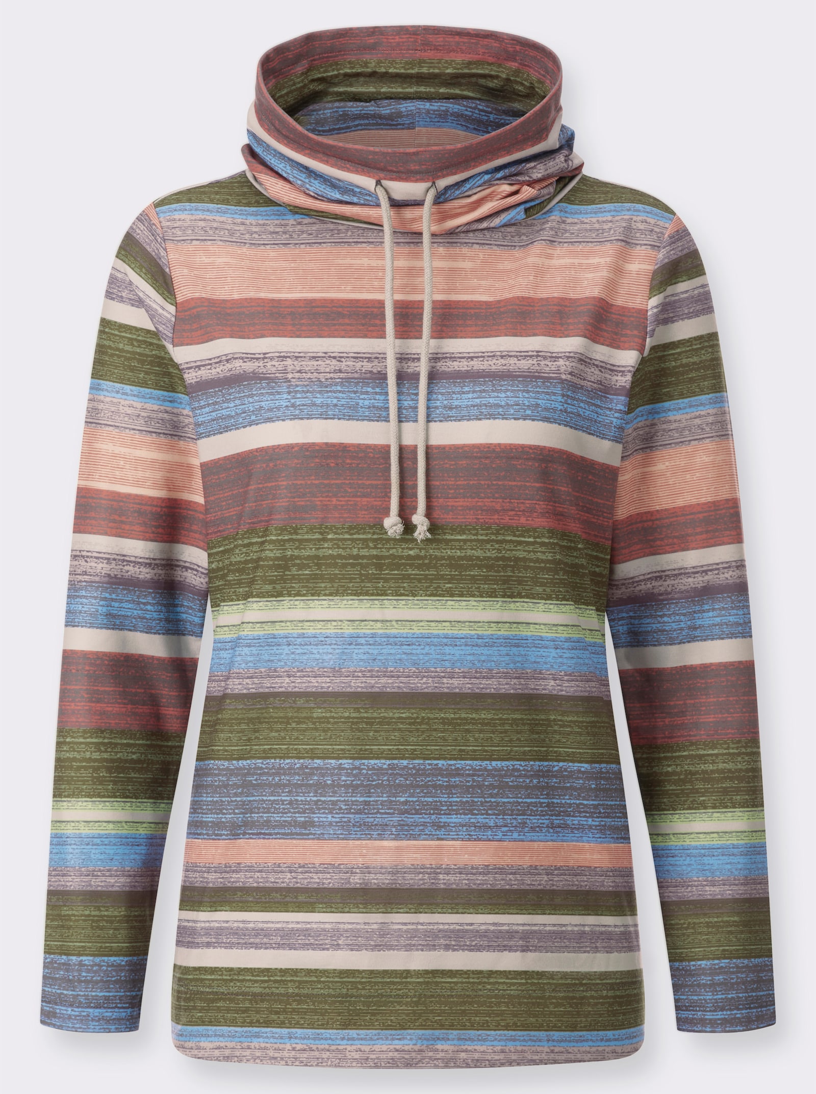 Rollkragenshirt im Ringelmuster - schilf-papaya-geringelt