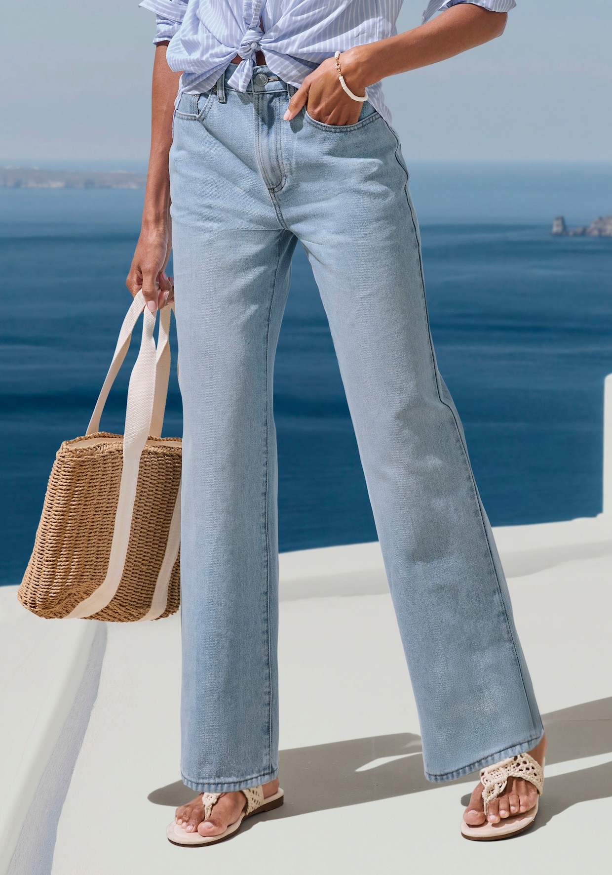 LASCANA Wijde jeans - light blue washed