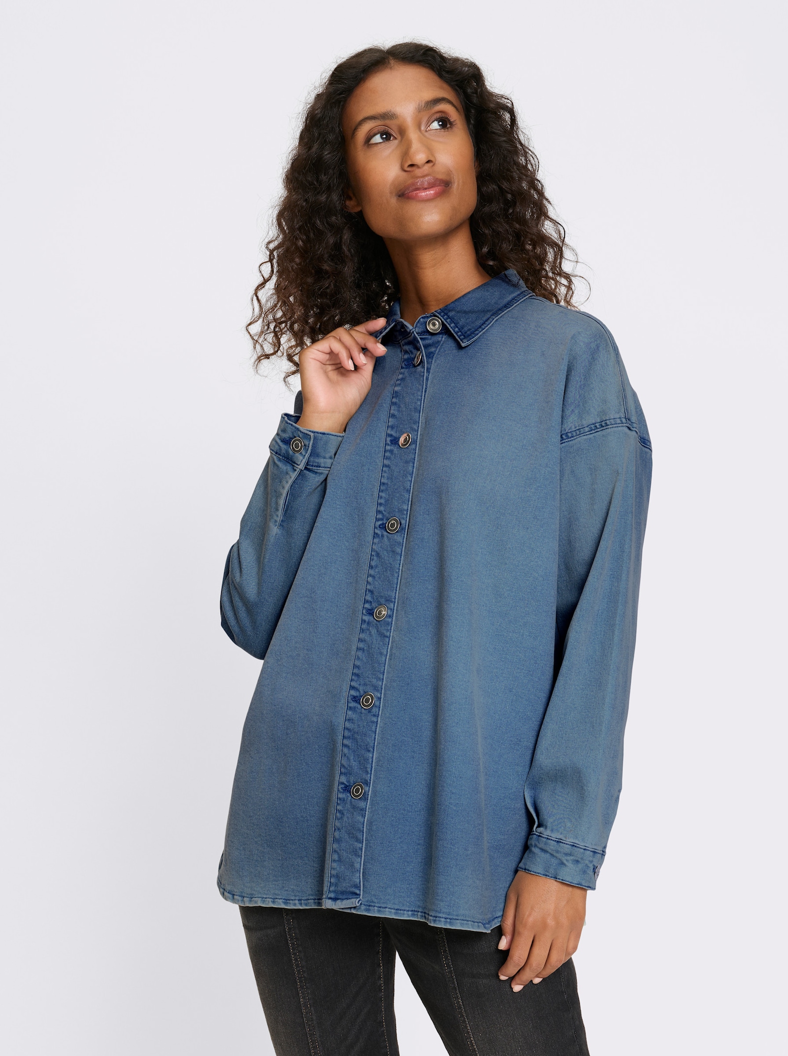 heine Jeansbluse mit Seitenschlitzen - blue-bleached