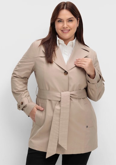 sheego Trenchcoat in kurzer Form, wasserabweisend - softtaupe