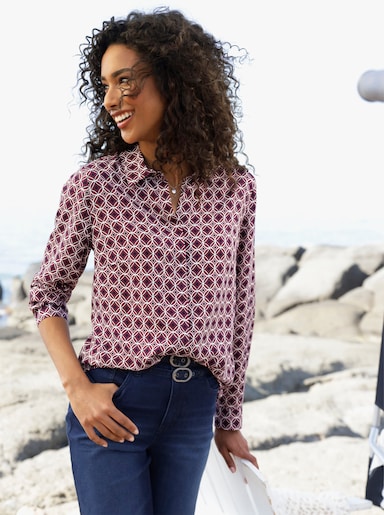 heine Hemdbluse - elfenbein-bordeaux-bedruckt