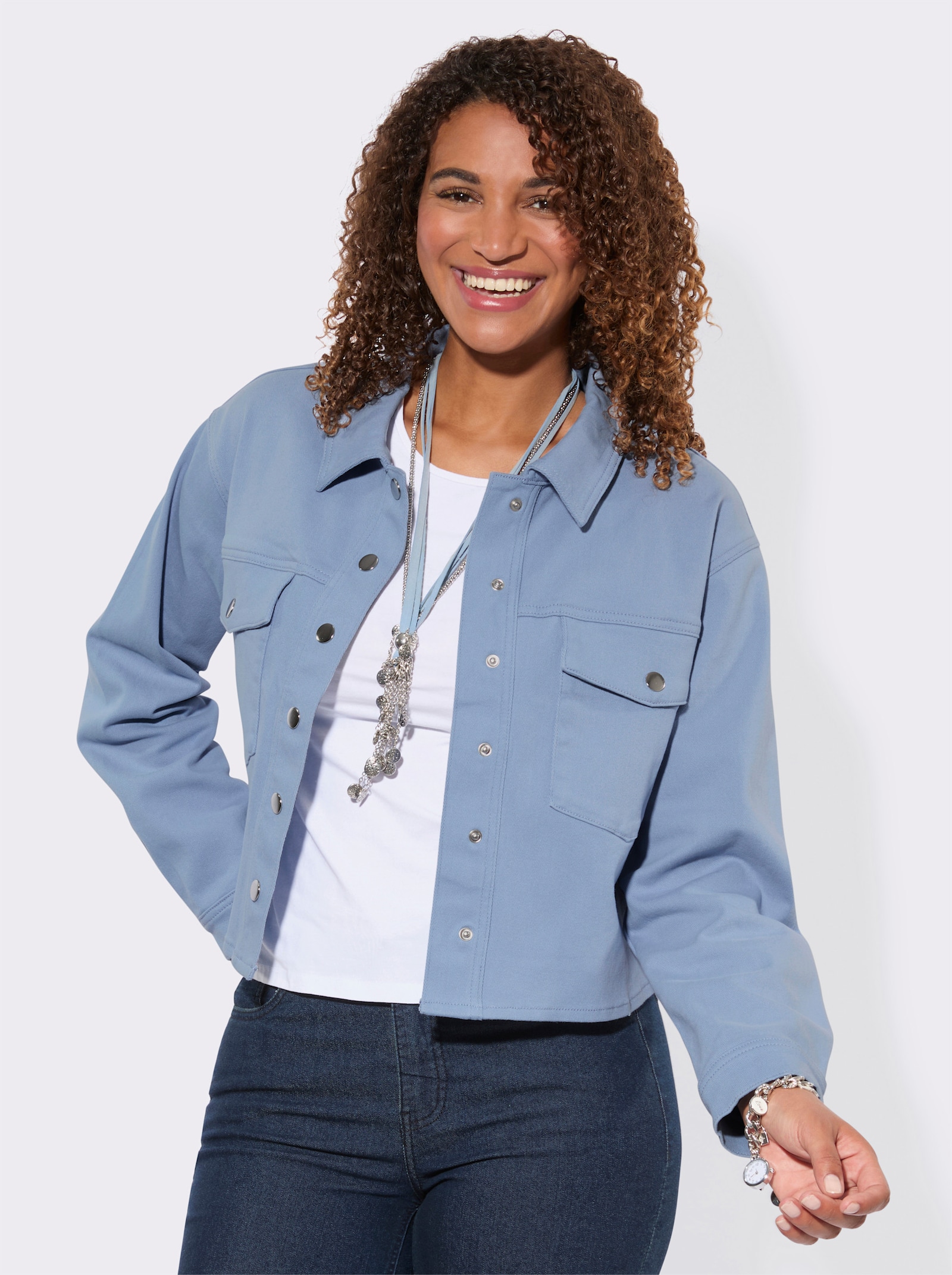 Blusenjacke mit Umlegekragen - bleu