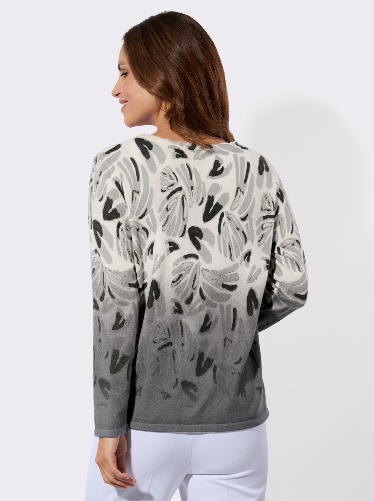 Cardigan - champagner-anthrazit-bedruckt