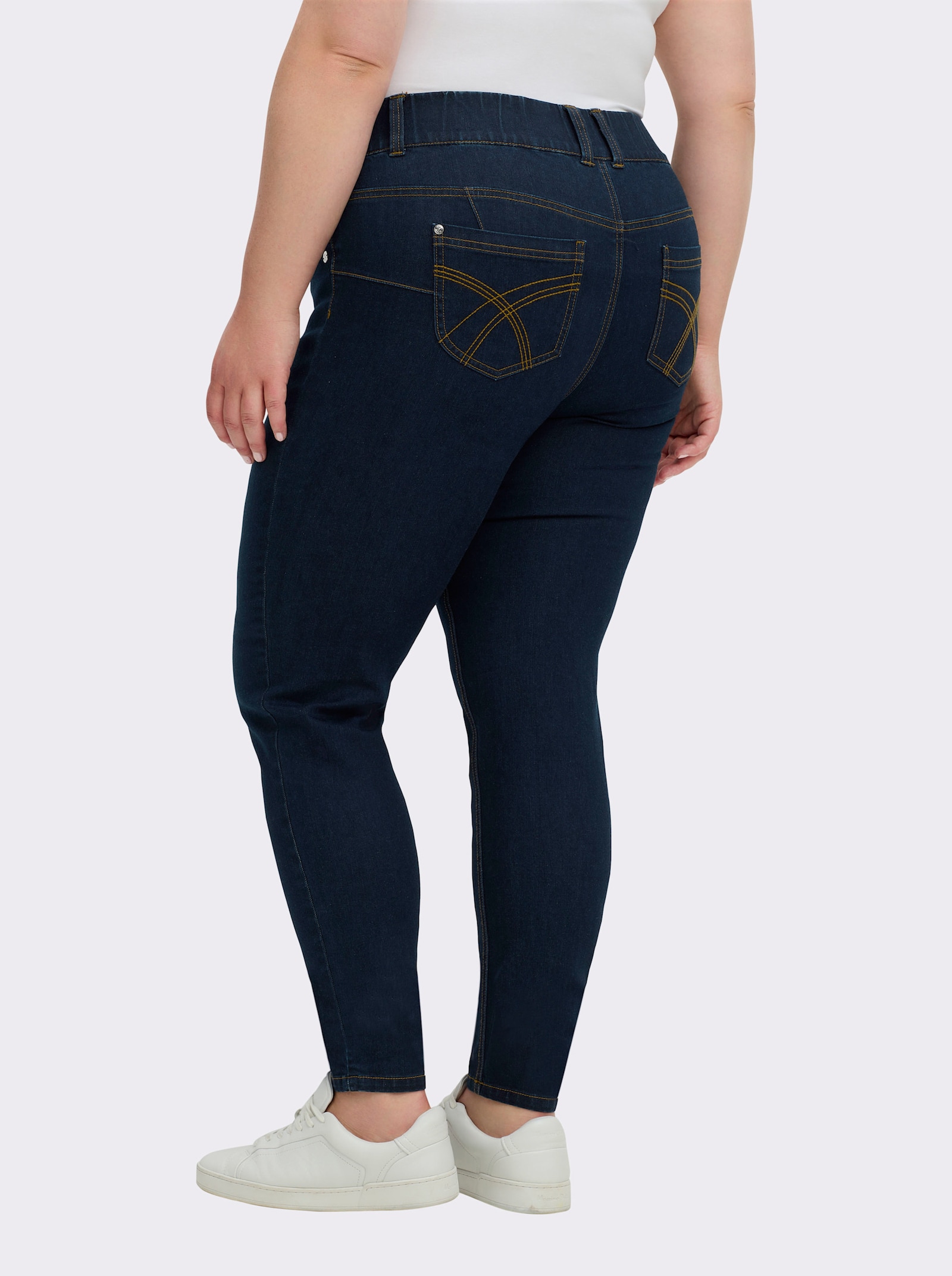 sheego Schlupfjeans mit schmalem Bein - blue-used