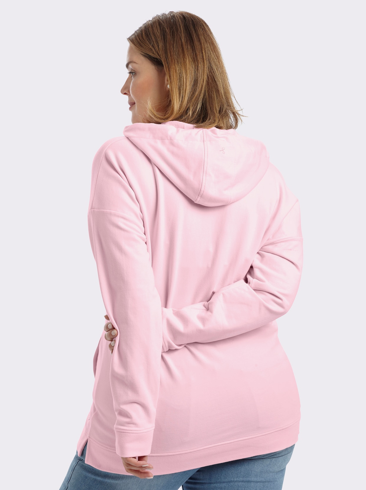 sheego Sweatshirt met capuchon en naadzakken - lichtroze