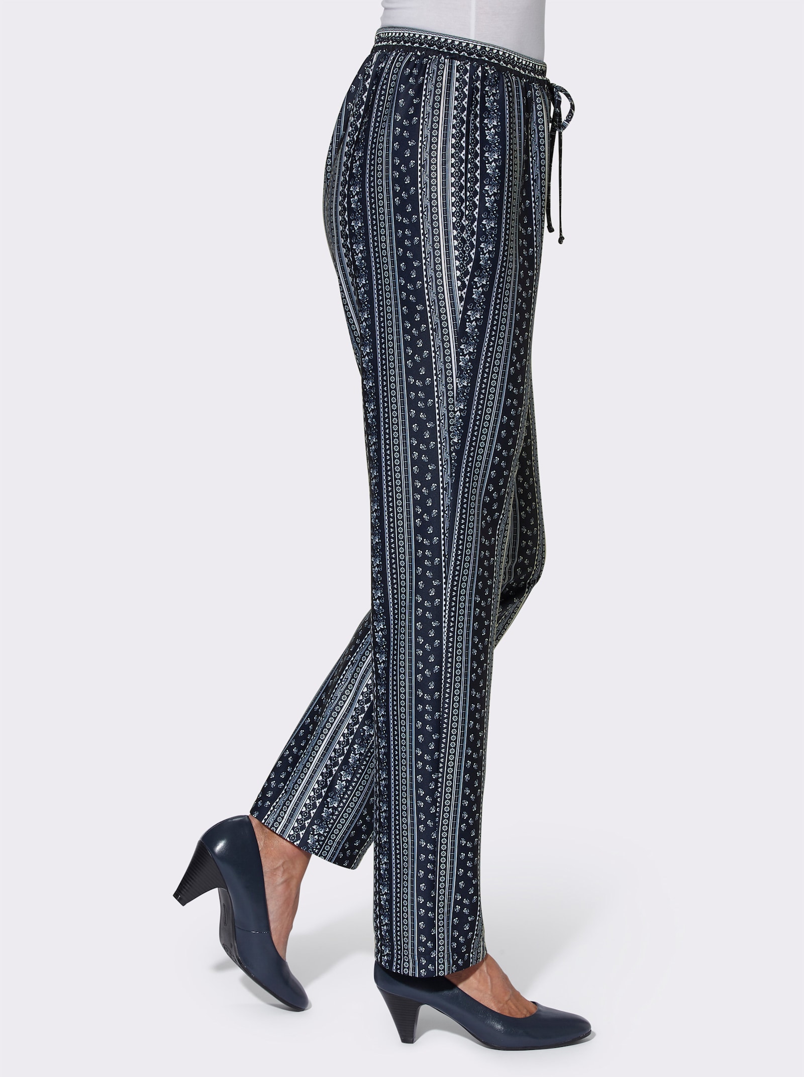 Jerseyhose in Schlupfform - marine-gestreift