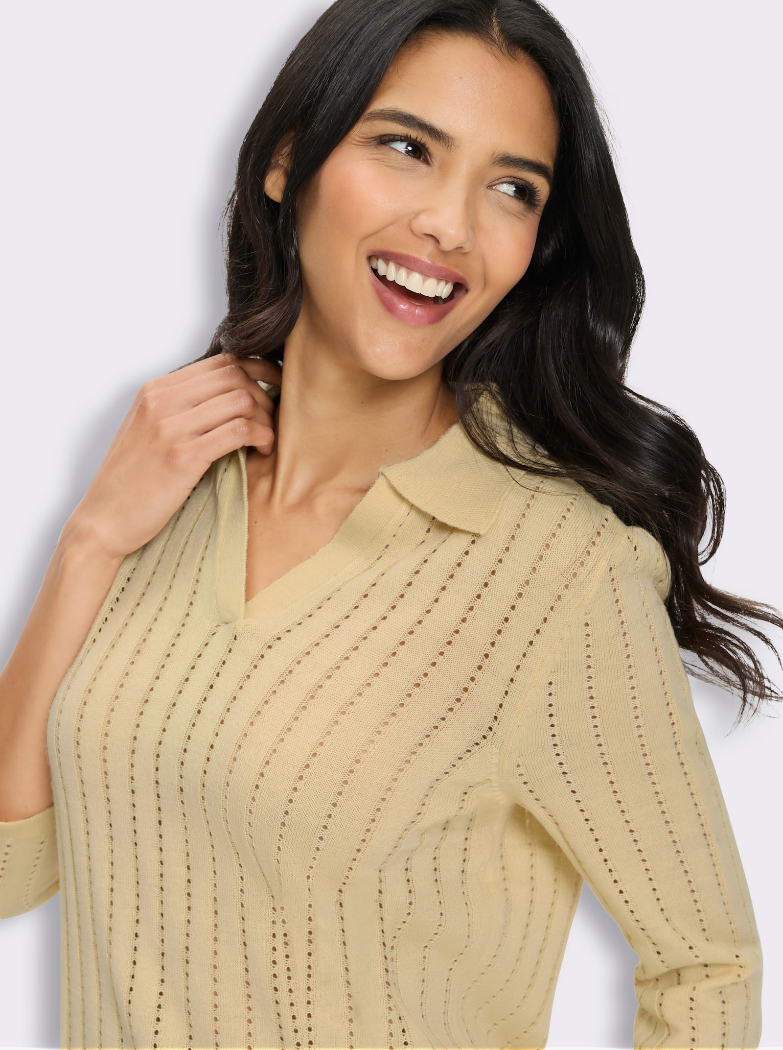 Polopullover mit 3/4-Ärmeln - sand