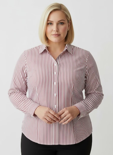 Gestreifte Bluse mit längenregulierbaren Ärmeln - rot-ecru-gestreift