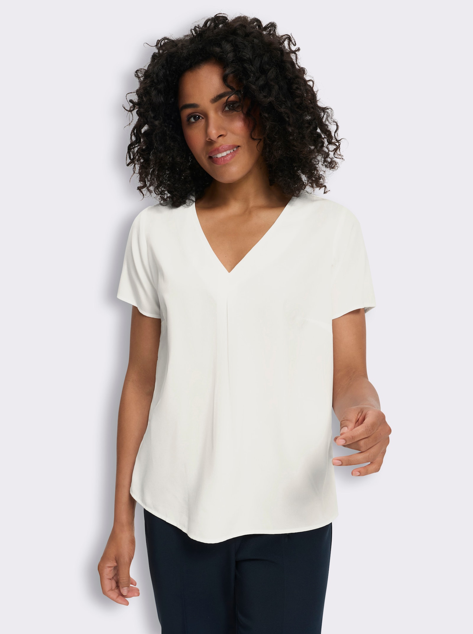 Comfortblouse met stolpplooi voor - wit