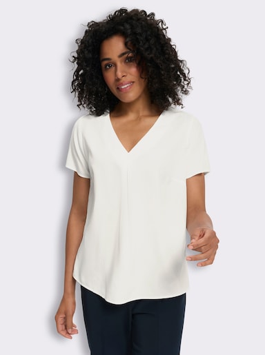 Comfortblouse met stolpplooi voor - wit