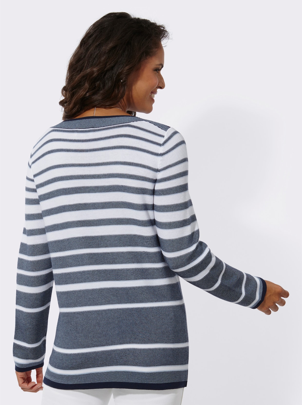 Gestreepte pullover - marine/wit gestreept