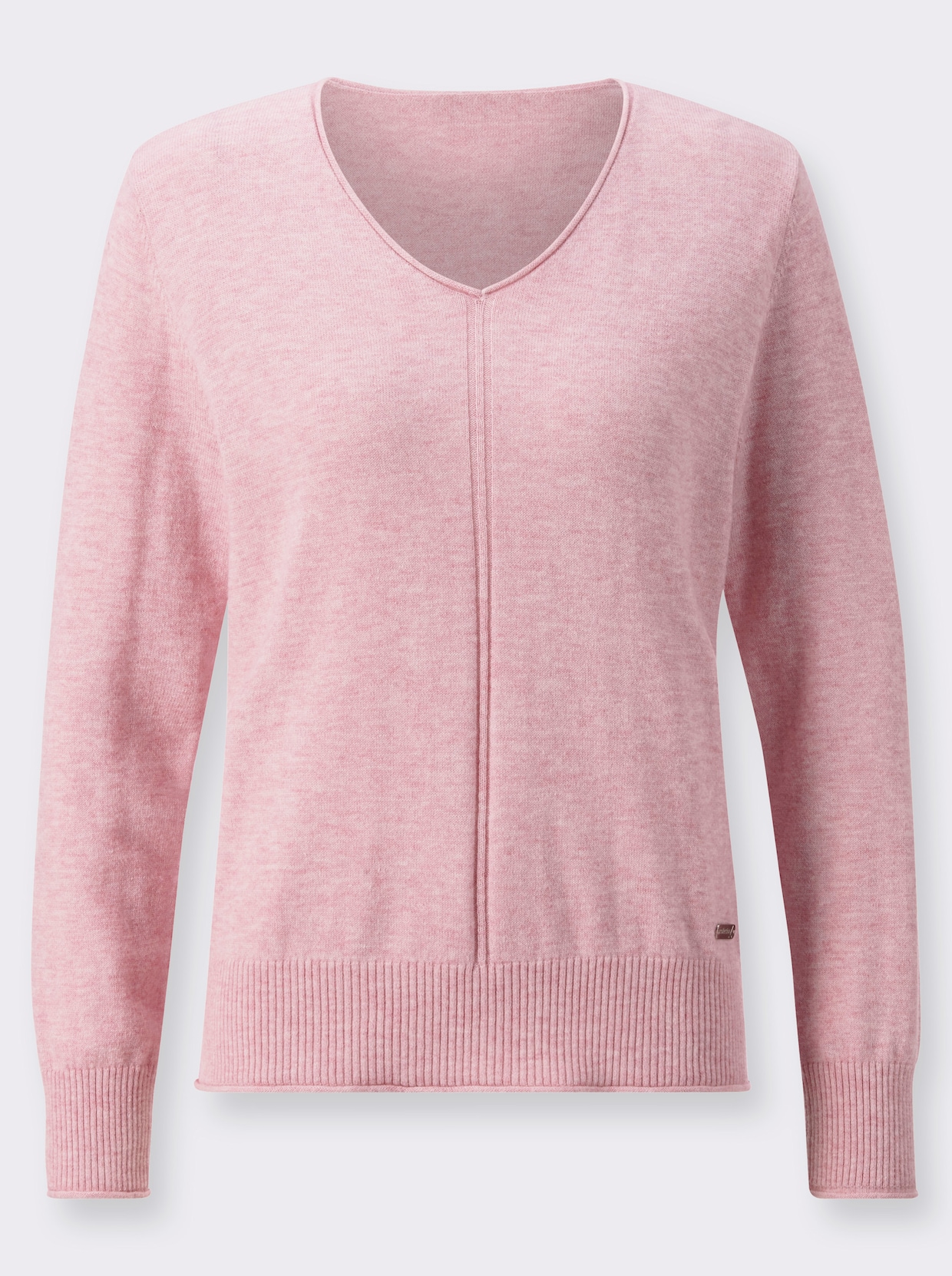 Pullover met V-hals - roze gemêleerd