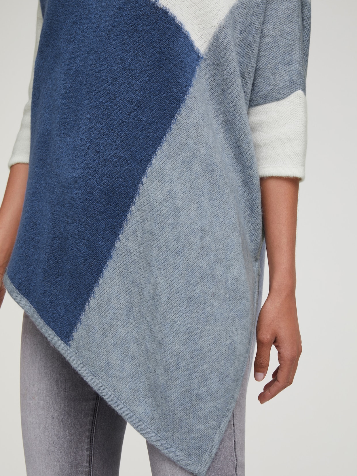 heine Tricotvest - blauw/wit
