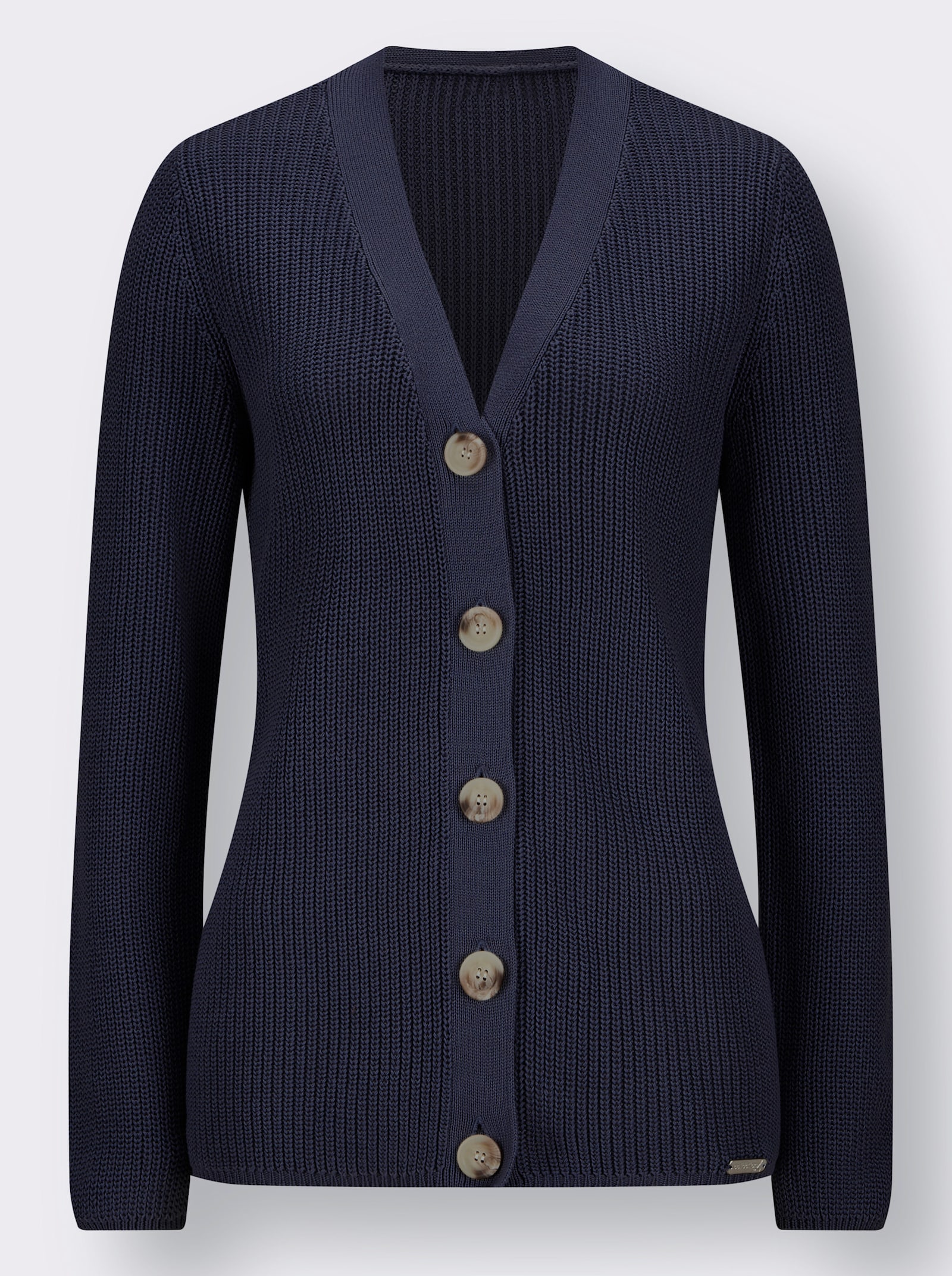 Cardigan van ribtricot - marine