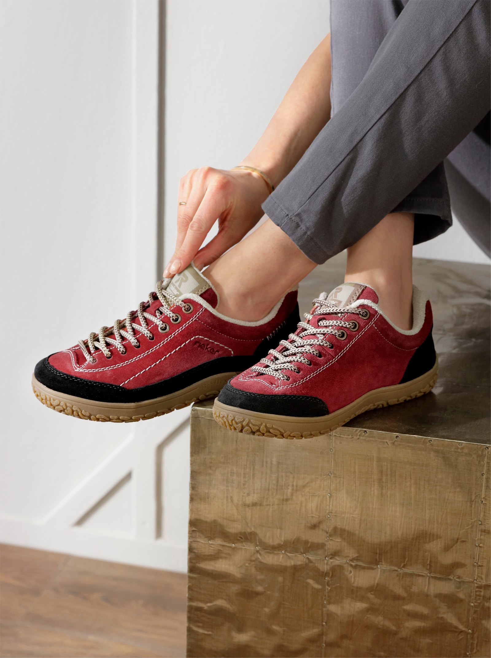 Rieker Sneaker aus Veloursleder - rot