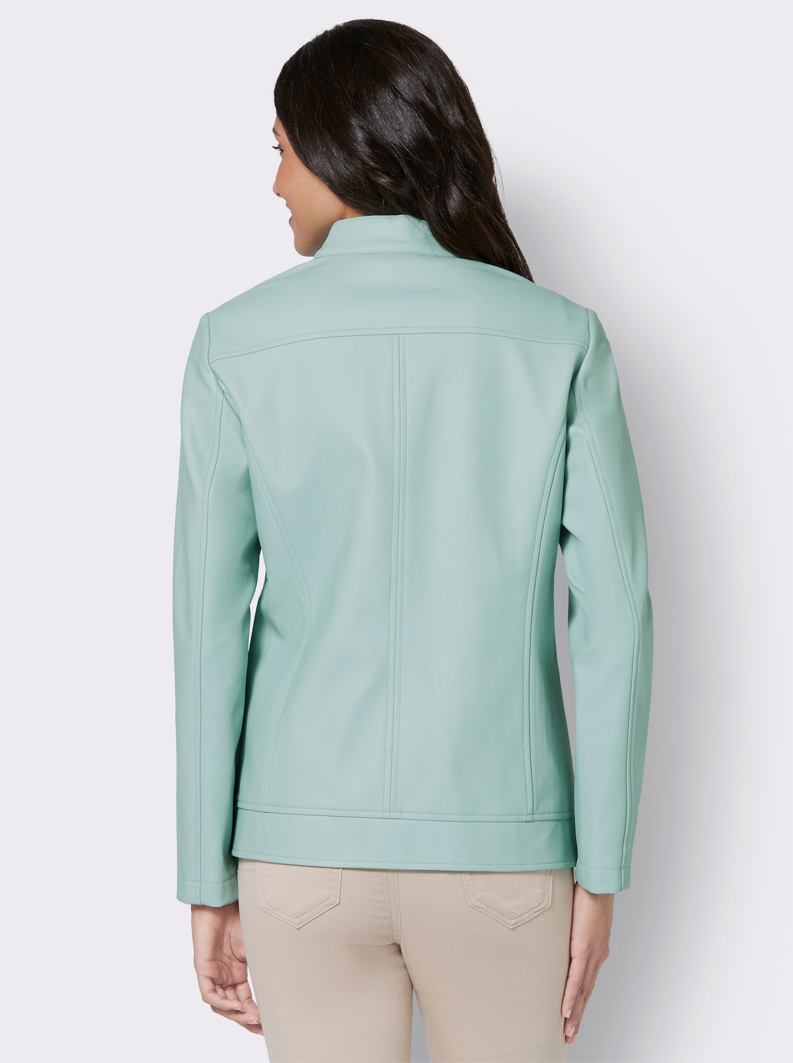 Lederimitatjacke mit PU-Beschichtung, pflegeleicht - kalkmint