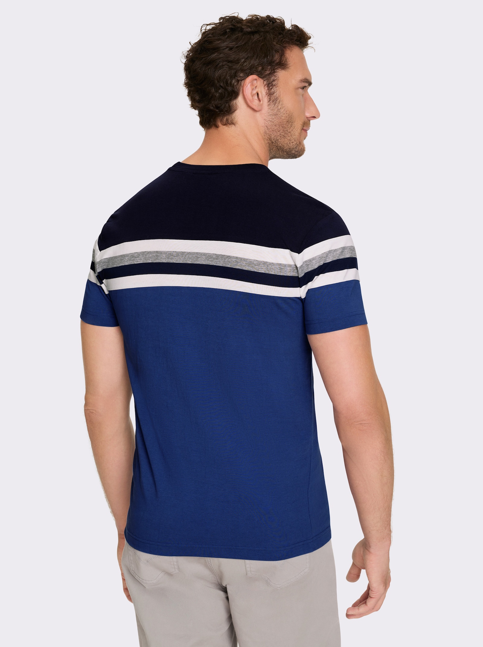 Catamaran Kurzarmshirt aus reiner Baumwolle - marine-jeansblau-gestreift