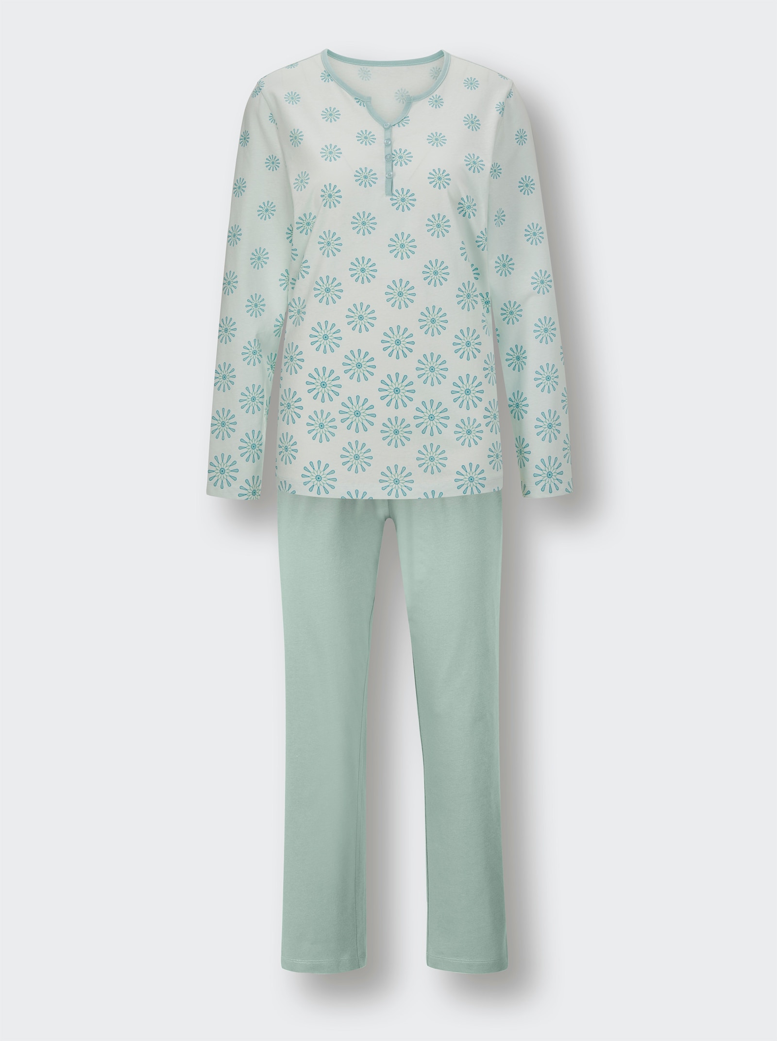 wäschepur Schlafanzüge mit Kontrastpaspel - kalkmint + papaya