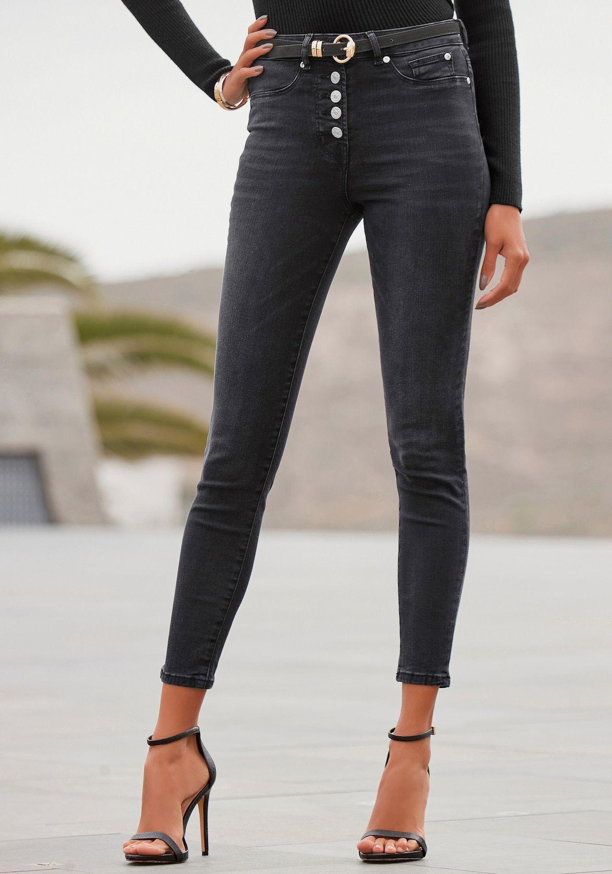 Buffalo High-waist-Jeans - schwarz