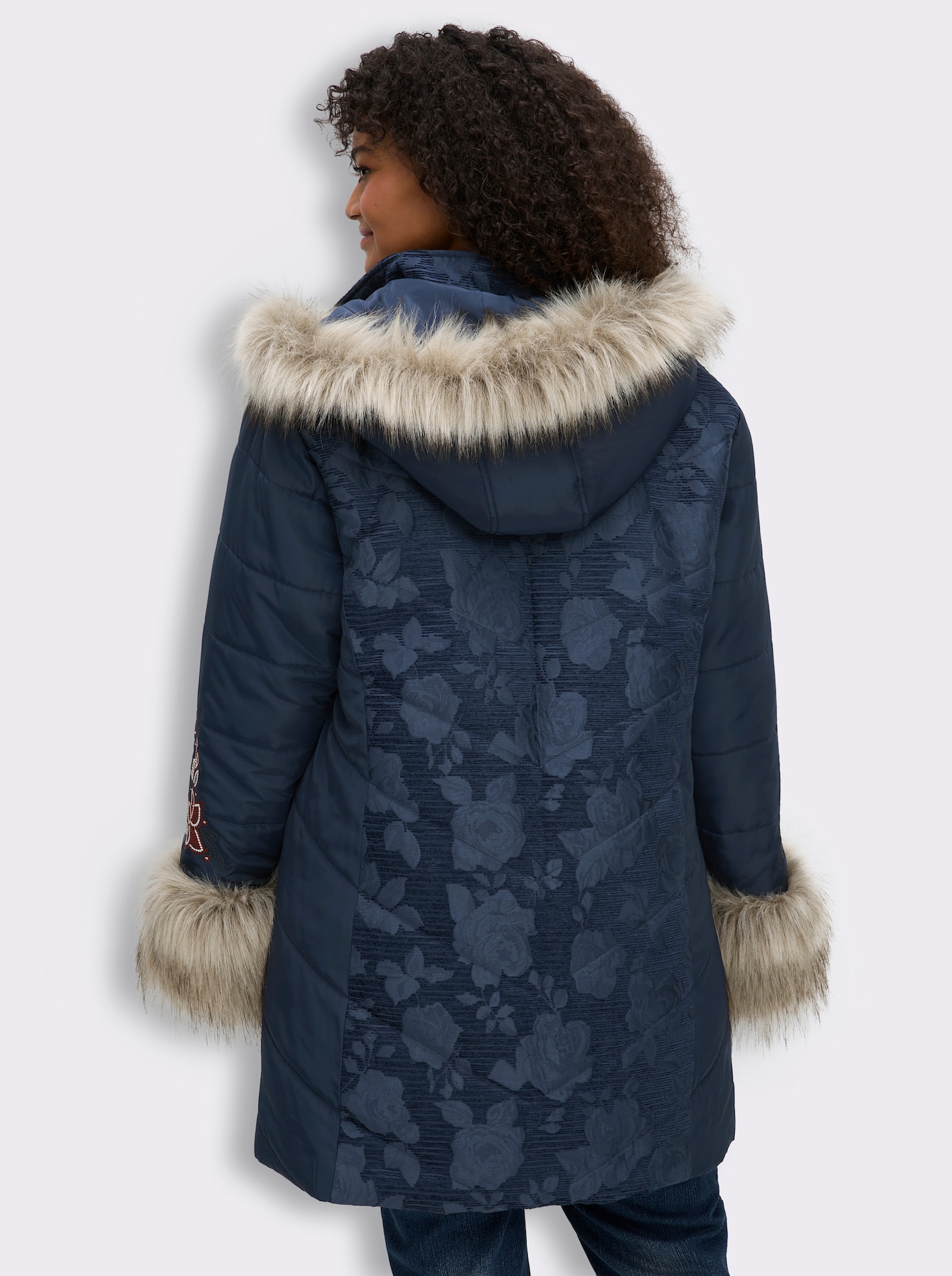 sheego by Joe Browns Jacke in Felloptik - tiefblau