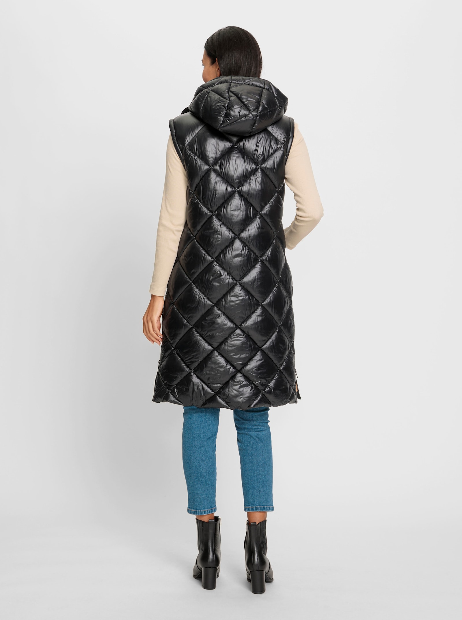 heine Wintermantel mit abzippbaren Ärmeln - schwarz