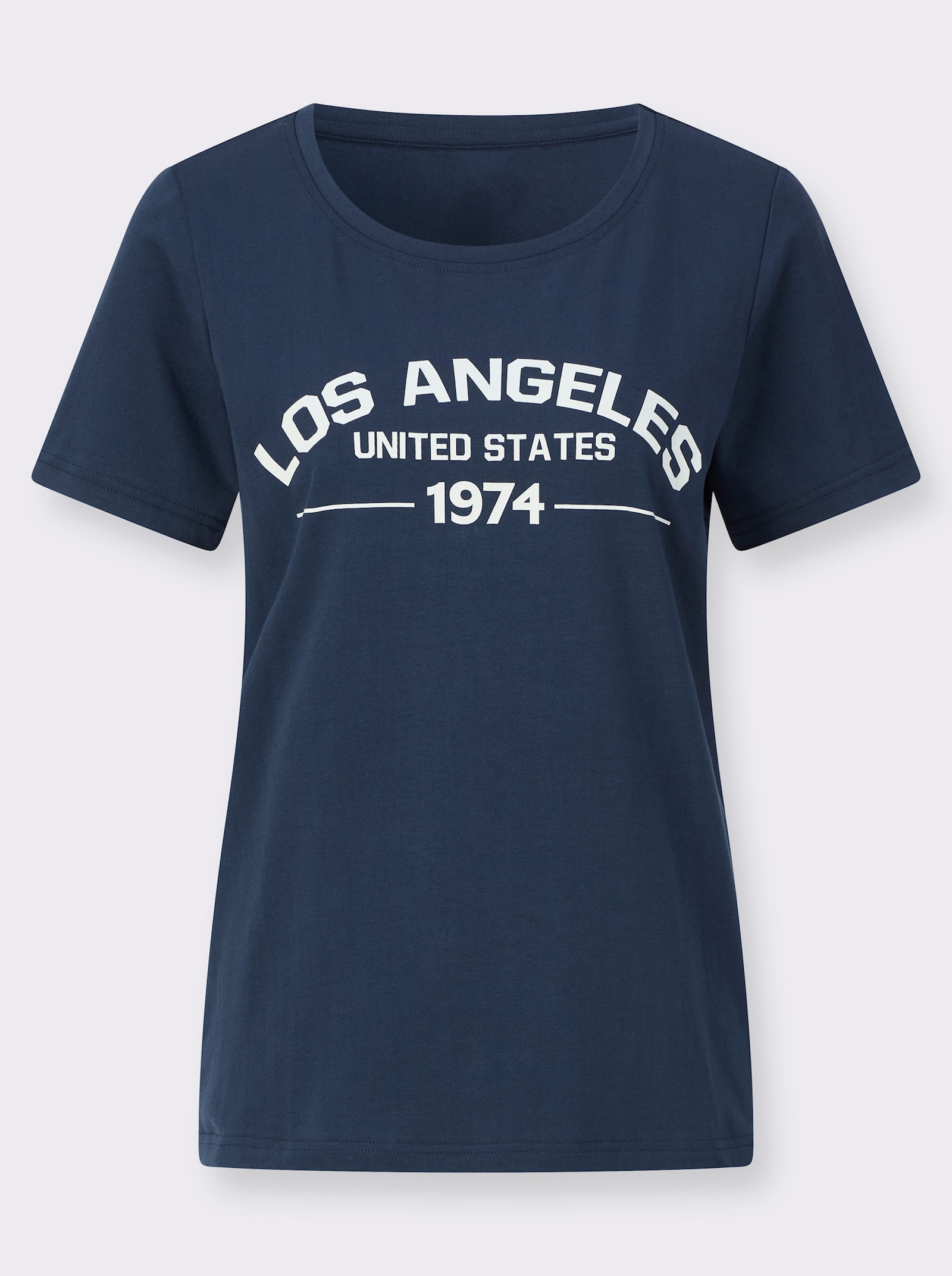 Shirt mit Schriftzug vorne - dunkelblau-ecru